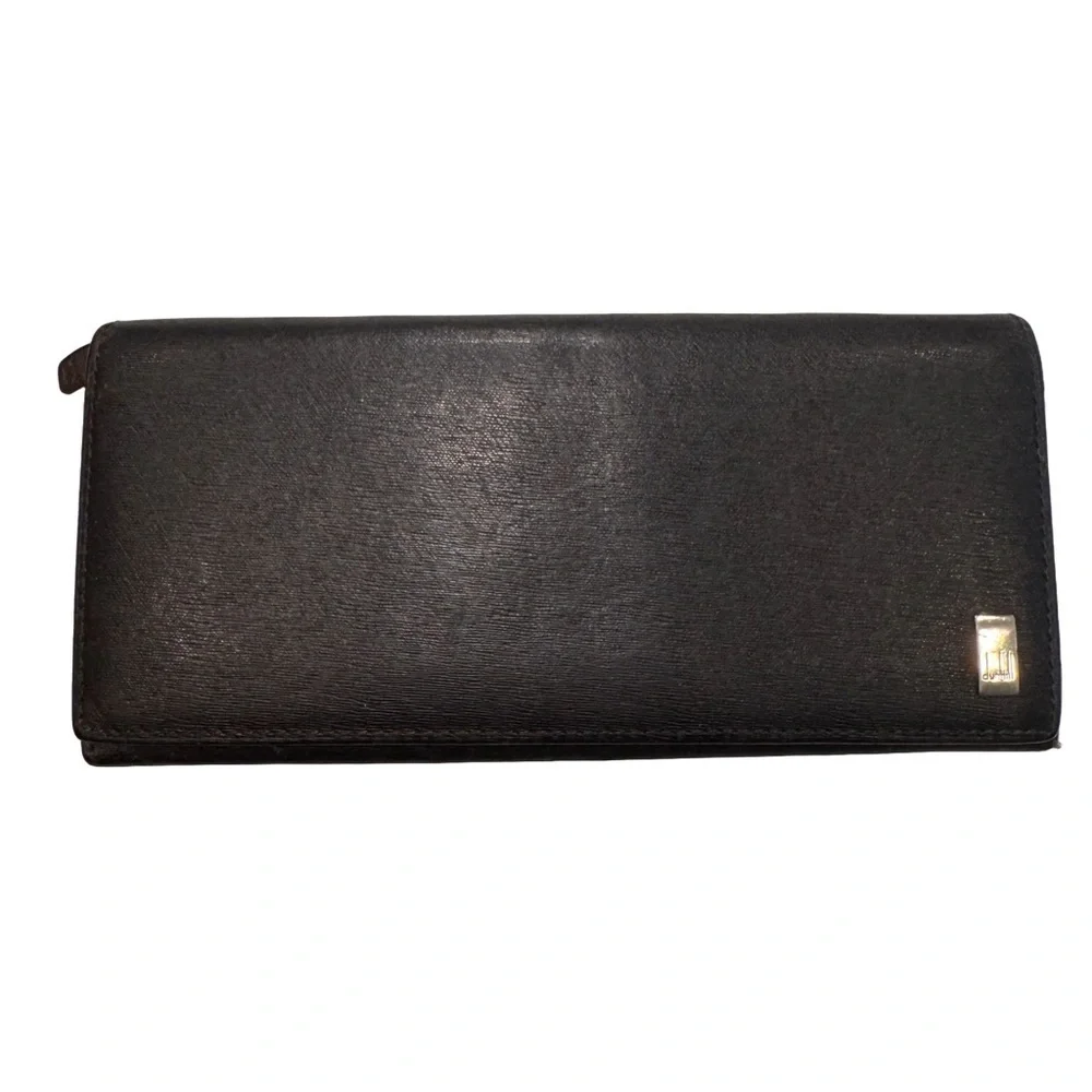 dunhill Black Leather Men's / Women’s Bi-Fold Long Wallet